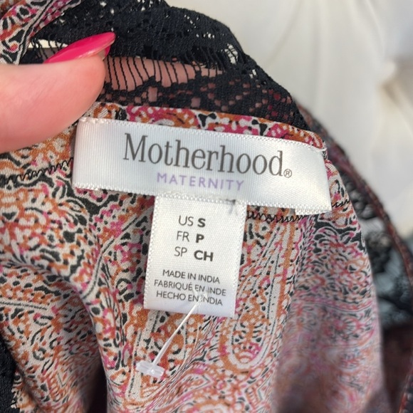 Motherhood maternity paisley lace 3/4 sleeves top blouse button key hole back SM - Picture 10 of 13